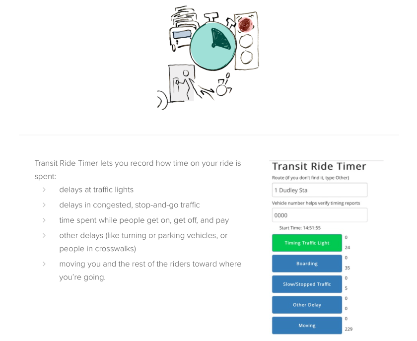 Transit Ride Timer web page